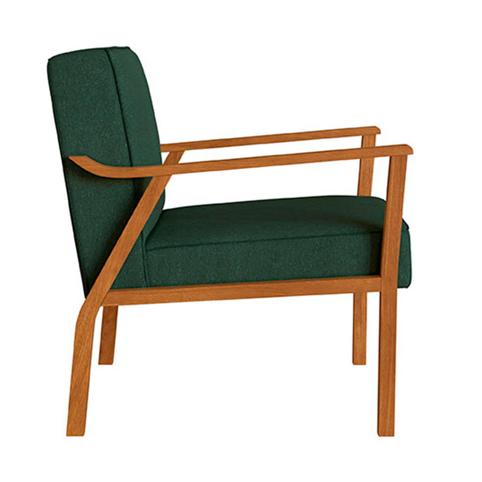 Conjunto com 2 Poltronas Antonia Algodão Verde e Nogueira