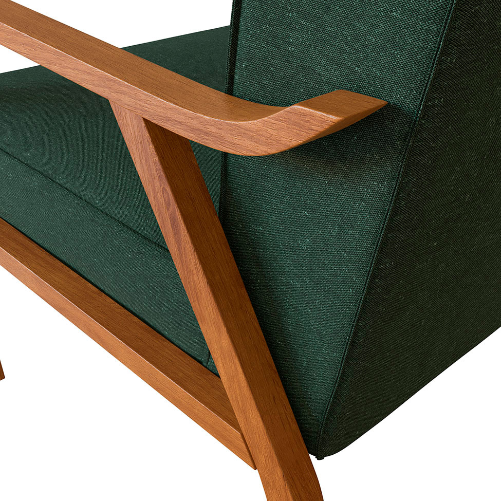 Conjunto com 2 Poltronas Antonia Algodão Verde e Nogueira