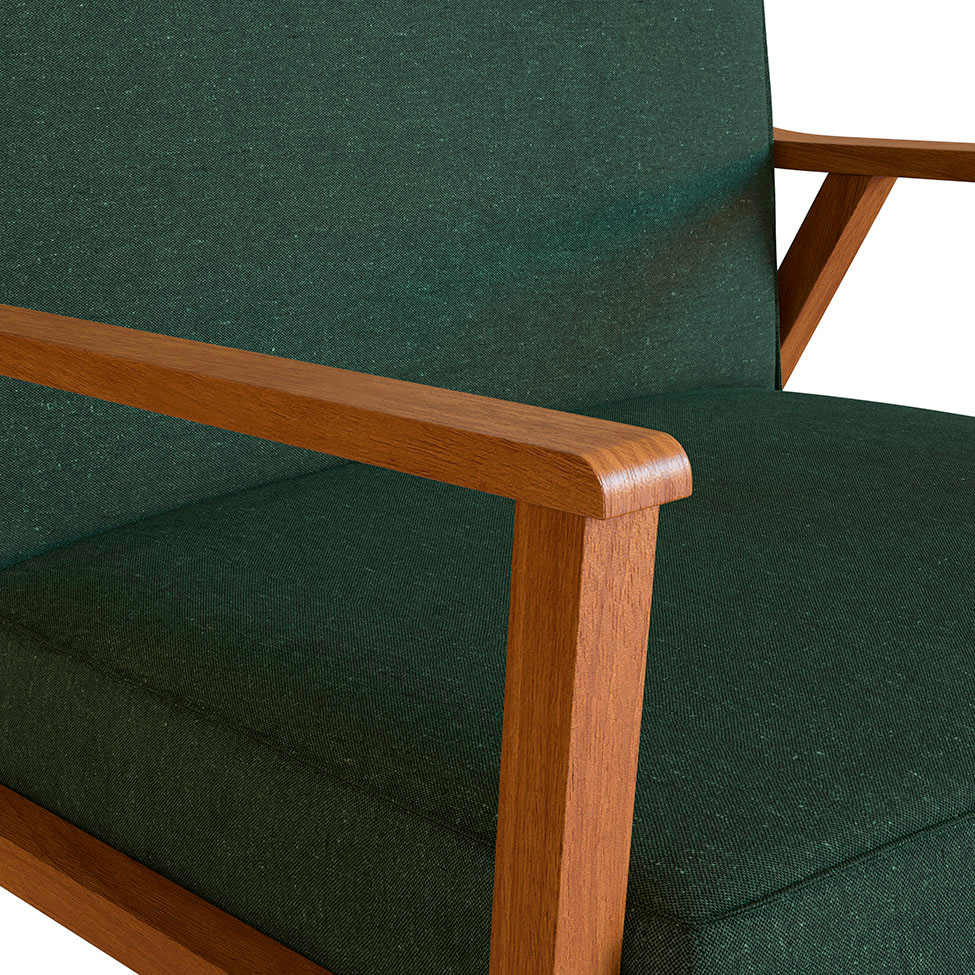 Conjunto com 2 Poltronas Antonia Algodão Verde e Nogueira