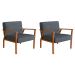Conjunto com 2 Poltronas Antonia Poliéster Chumbo e Nogueira