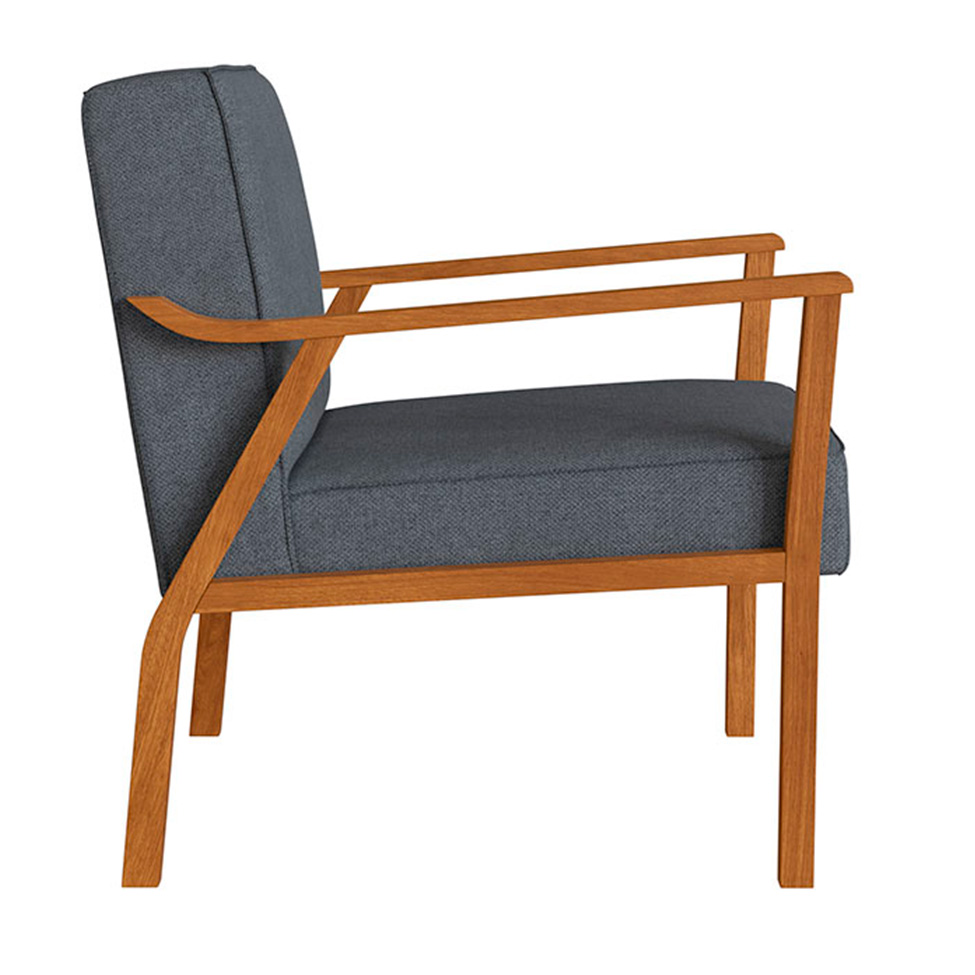 Conjunto com 2 Poltronas Antonia Poliéster Chumbo e Nogueira