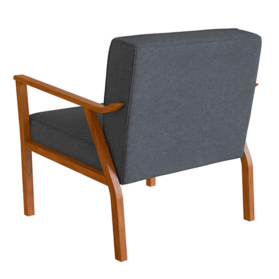 Conjunto com 2 Poltronas Antonia Poliéster Chumbo e Nogueira