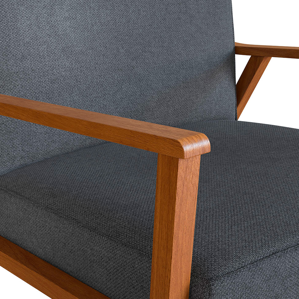 Conjunto com 2 Poltronas Antonia Poliéster Chumbo e Nogueira
