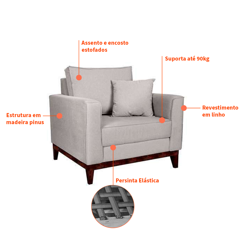 Conjunto com 2 Poltronas Beny I Cru