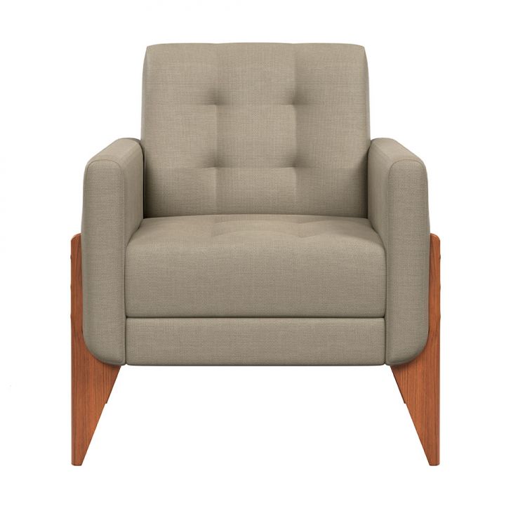 Conjunto com 2 Poltronas Brooklin Linho Areia