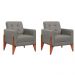 Conjunto com 2 Poltronas Brooklin Linho Cimento