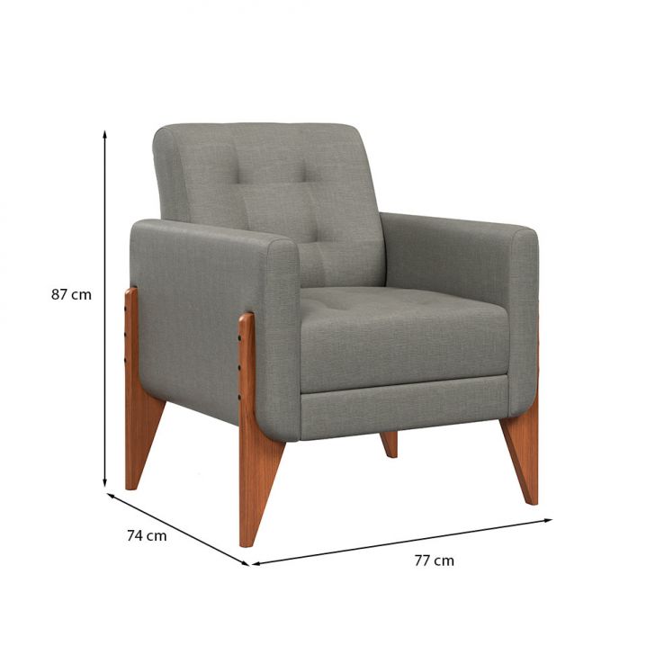 Conjunto com 2 Poltronas Brooklin Linho Cimento