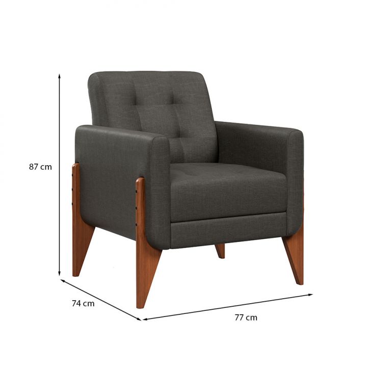Conjunto com 2 Poltronas Brooklin Linho Cinza