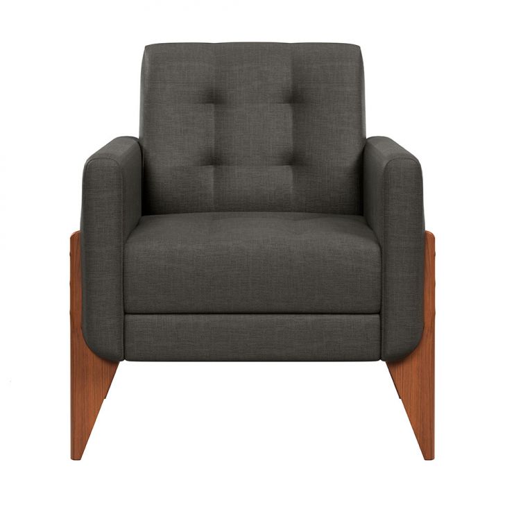 Conjunto com 2 Poltronas Brooklin Linho Cinza