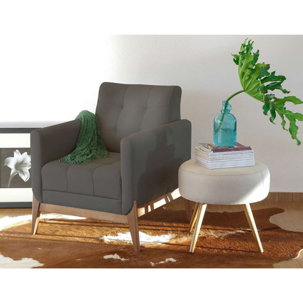 Conjunto com 2 Poltronas Brooks Cinza