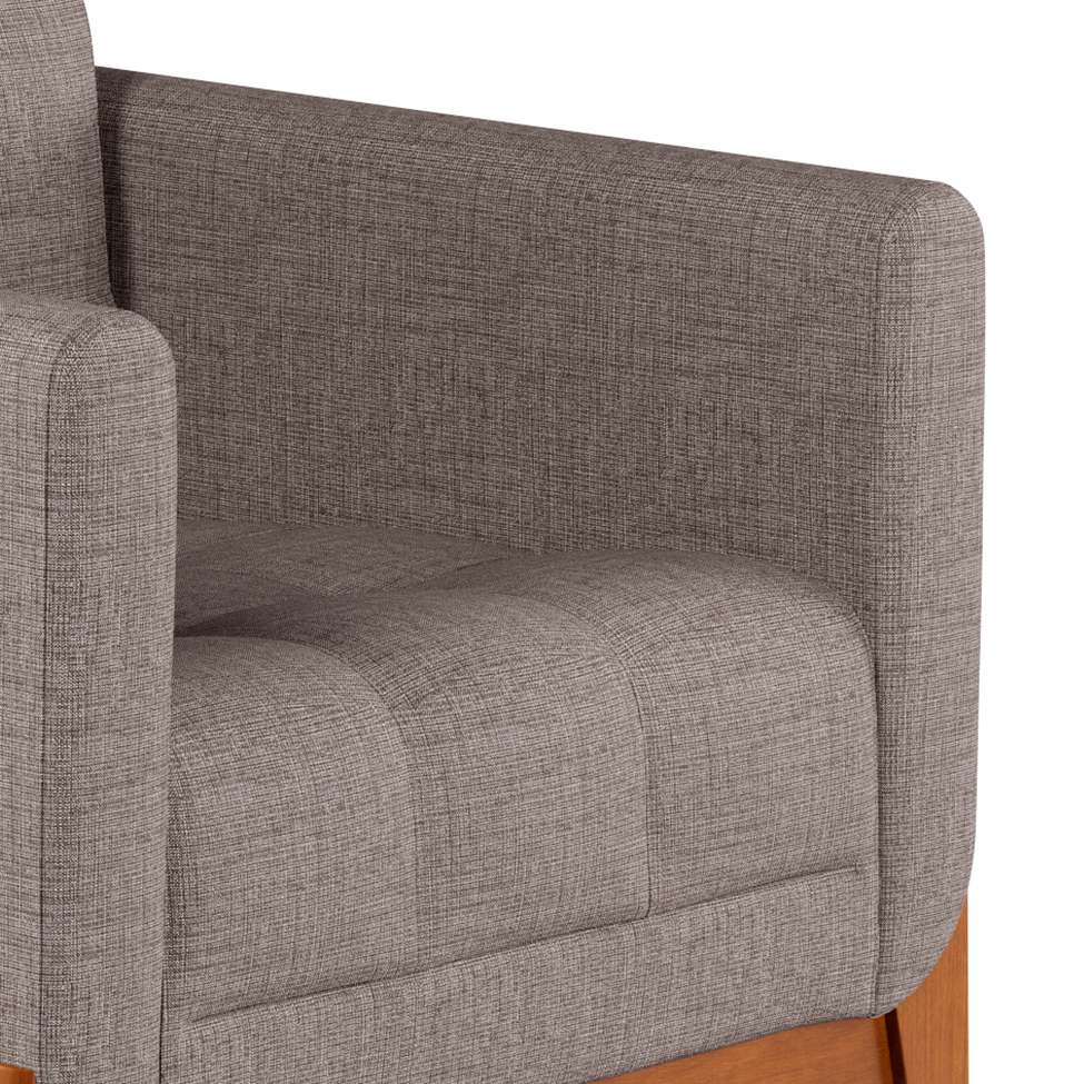 Conjunto com 2 Poltronas Brooks Linho Cinza e Amêndoa