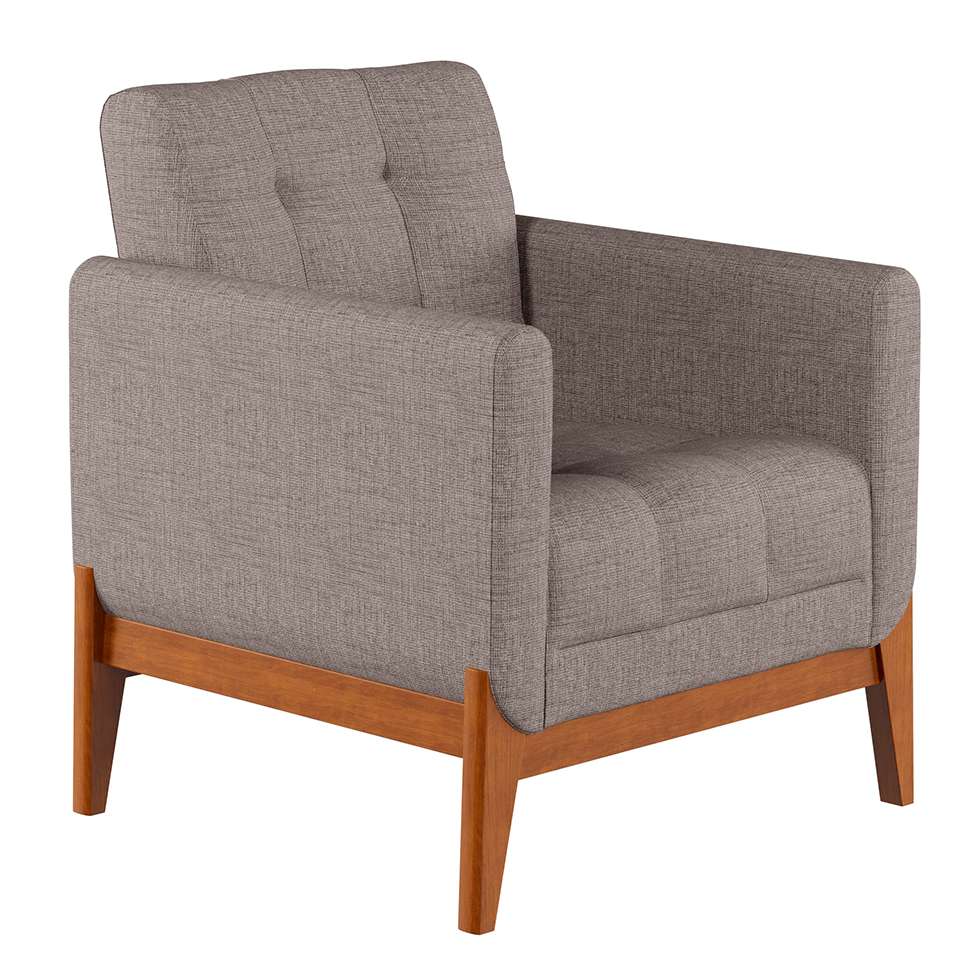 Conjunto com 2 Poltronas Brooks Linho Cinza e Amêndoa