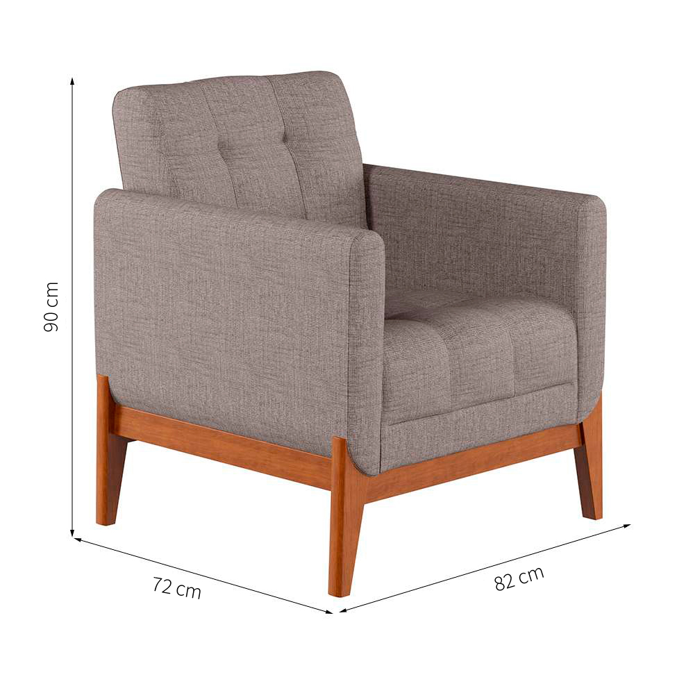 Conjunto com 2 Poltronas Brooks Linho Cinza e Amêndoa
