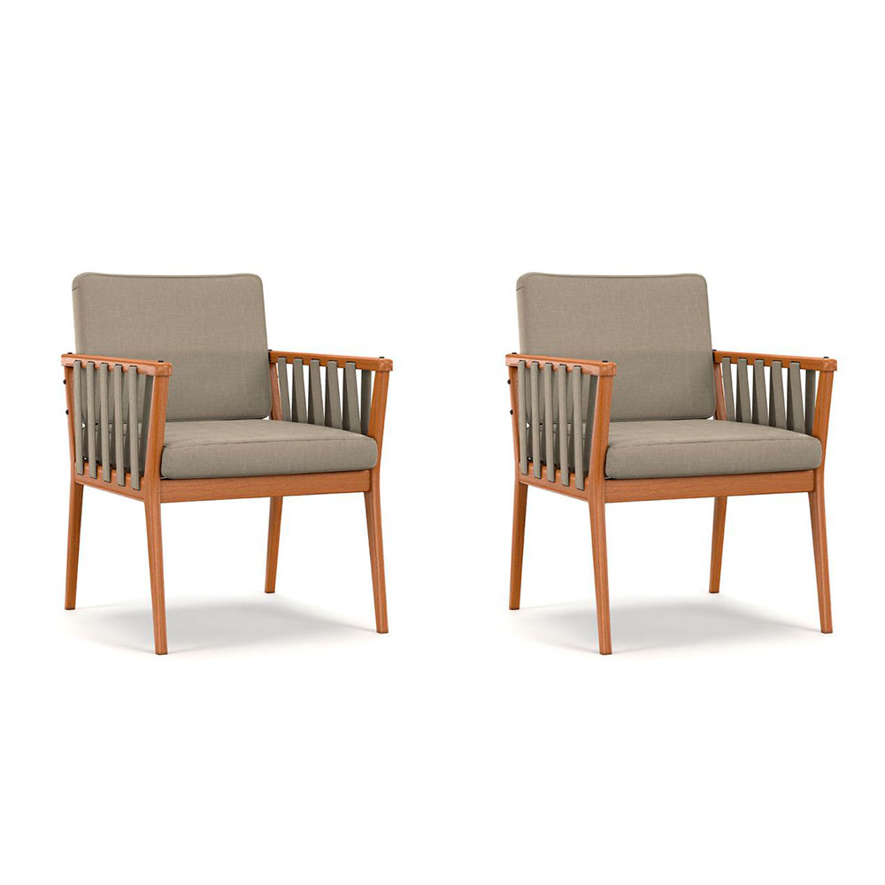 Conjunto com 2 Poltronas Chicago Linho Areia
