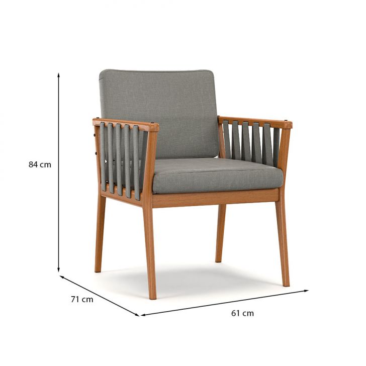 Conjunto com 2 Poltronas Chicago Linho Cimento