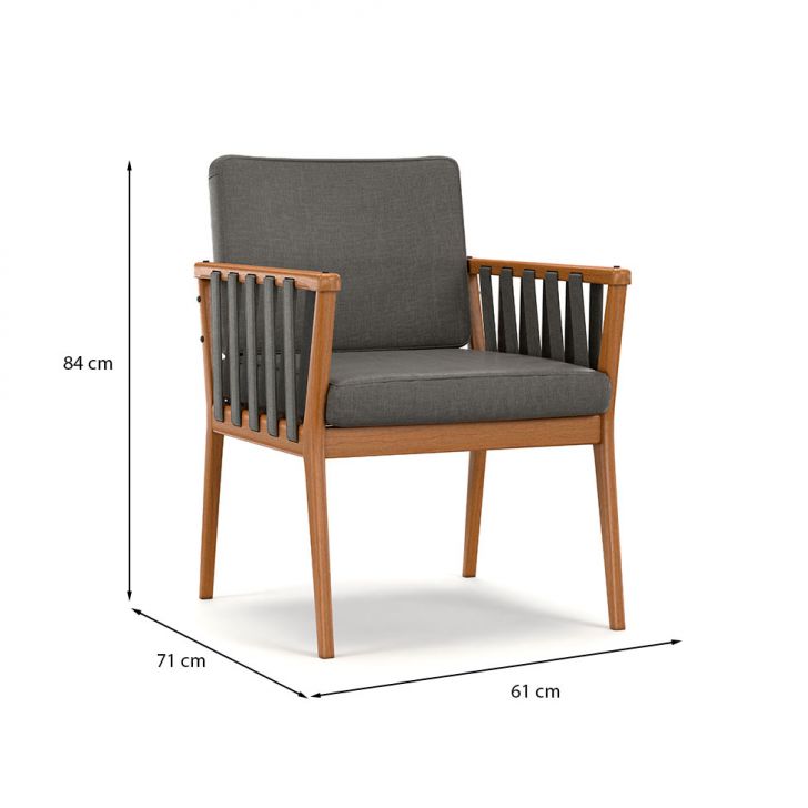 Conjunto com 2 Poltronas Chicago Linho Cinza