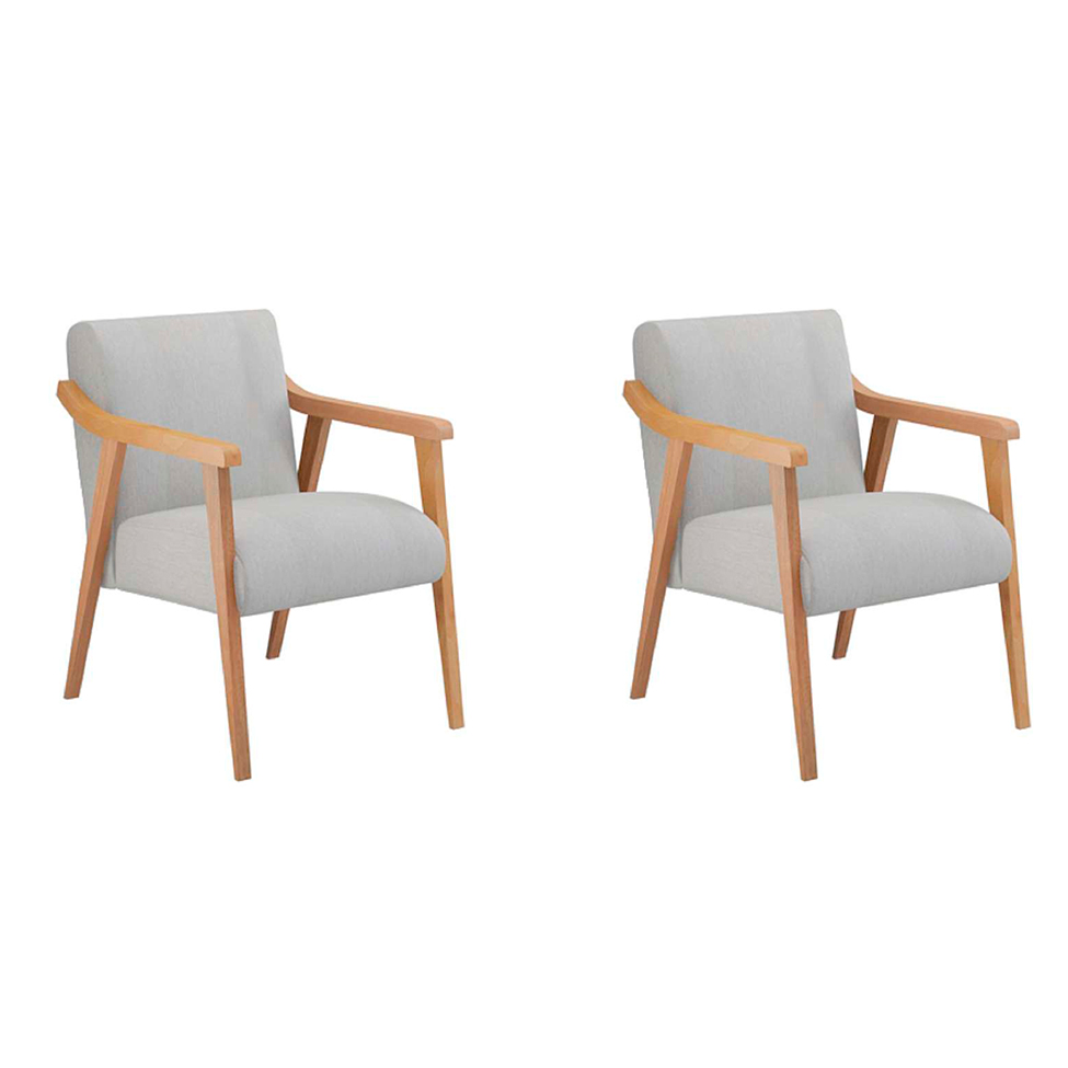 Conjunto com 2 Poltronas Flávia Cinza e Natural