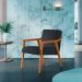 Conjunto com 2 Poltronas Flavia Algodão Chumbo e Nogueira