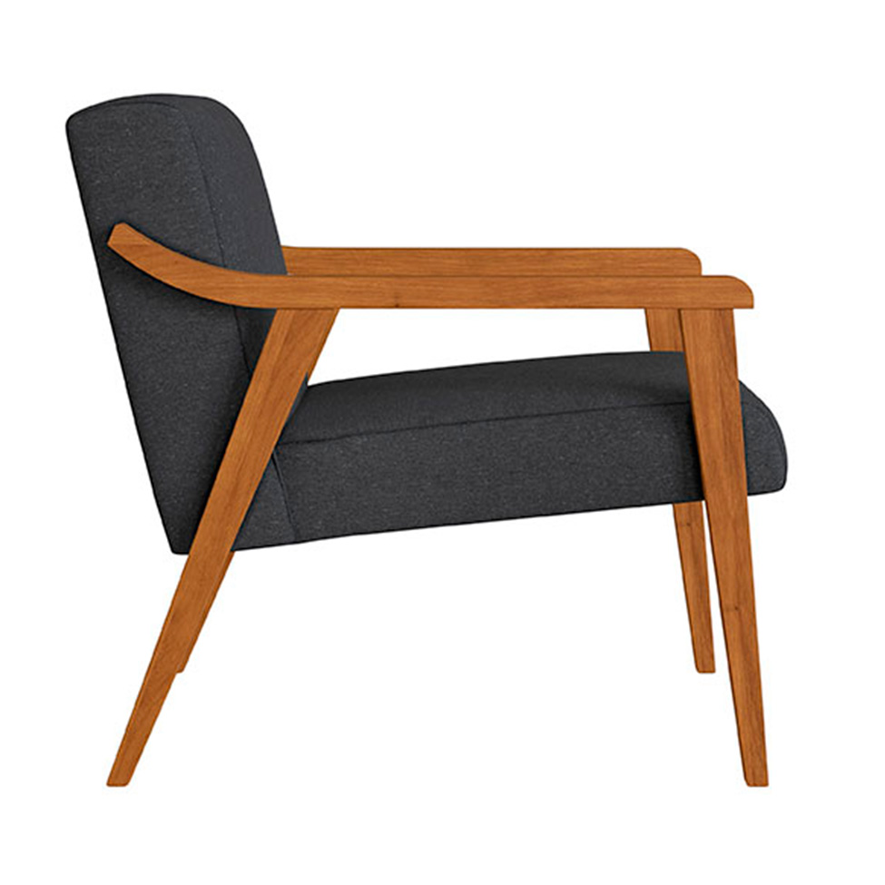 Conjunto com 2 Poltronas Flavia Algodão Chumbo e Nogueira