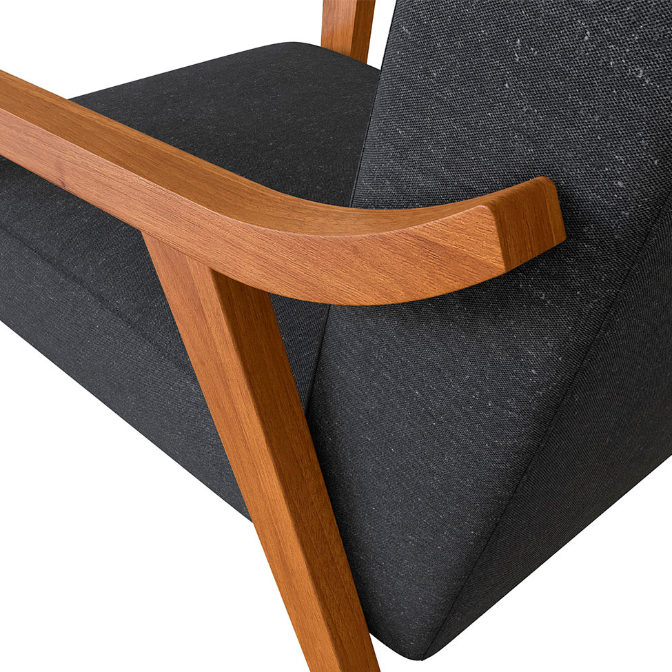 Conjunto com 2 Poltronas Flavia Algodão Chumbo e Nogueira