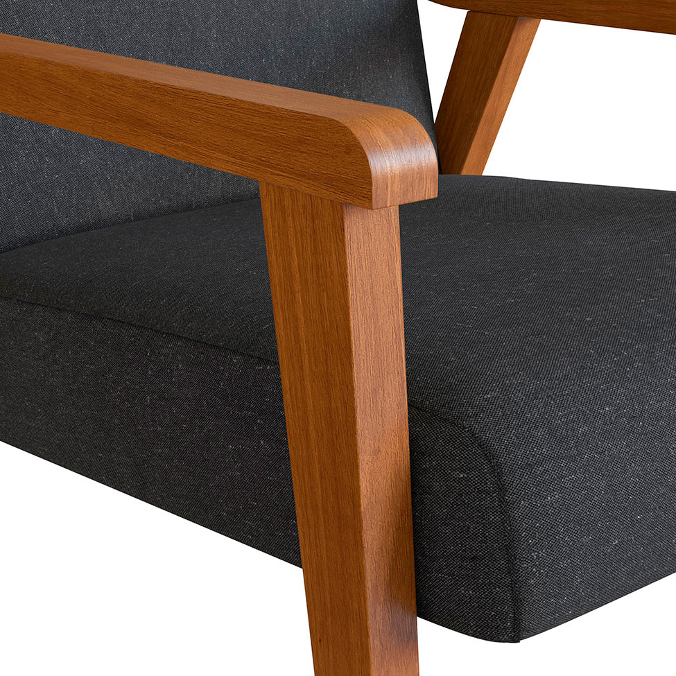Conjunto com 2 Poltronas Flavia Algodão Chumbo e Nogueira