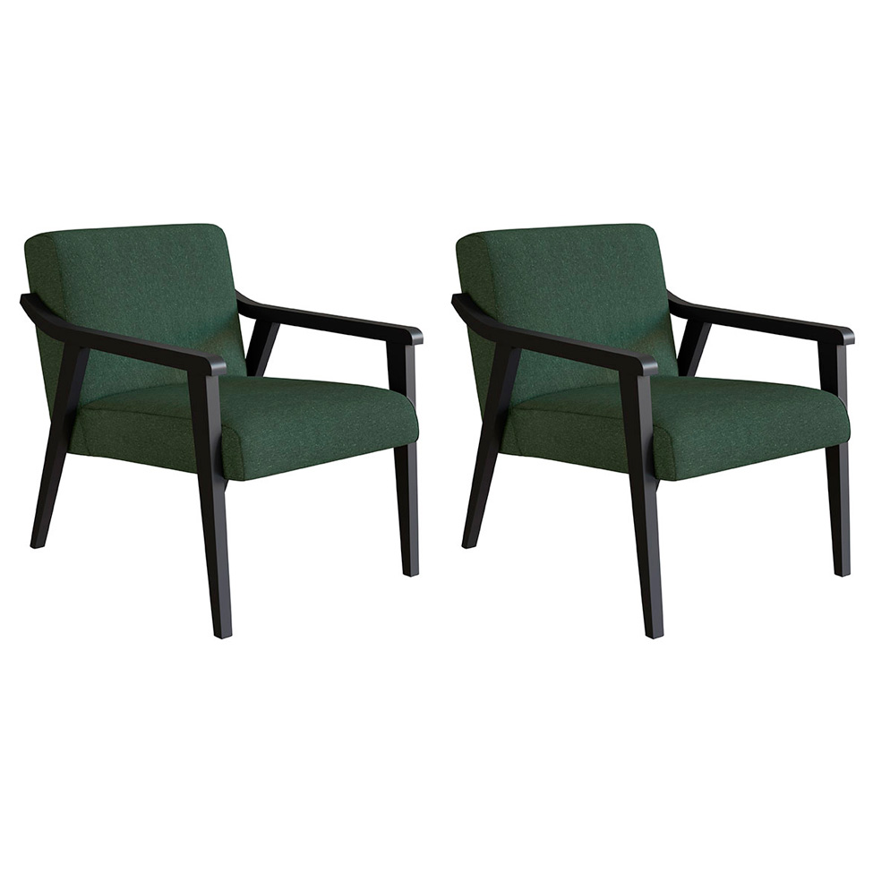 Conjunto com 2 Poltronas Flavia Algodão Verde e Preta