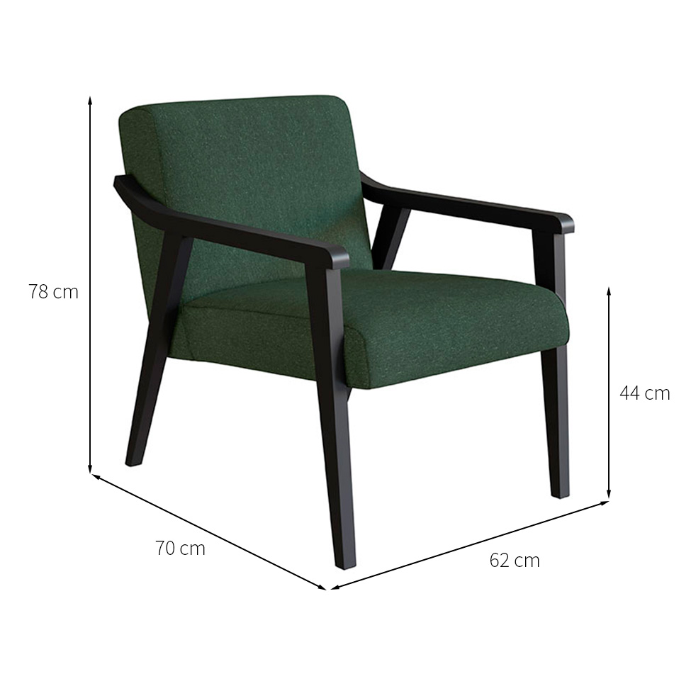Conjunto com 2 Poltronas Flavia Algodão Verde e Preta