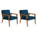 Conjunto com 2 Poltronas Flavia Poliéster Azul Marinho e Nogueira