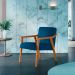 Conjunto com 2 Poltronas Flavia Poliéster Azul Marinho e Nogueira