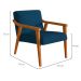 Conjunto com 2 Poltronas Flavia Poliéster Azul Marinho e Nogueira