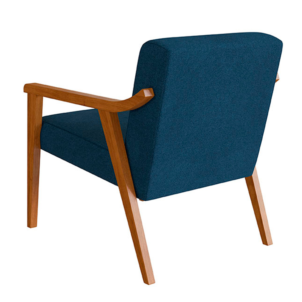 Conjunto com 2 Poltronas Flavia Poliéster Azul Marinho e Nogueira