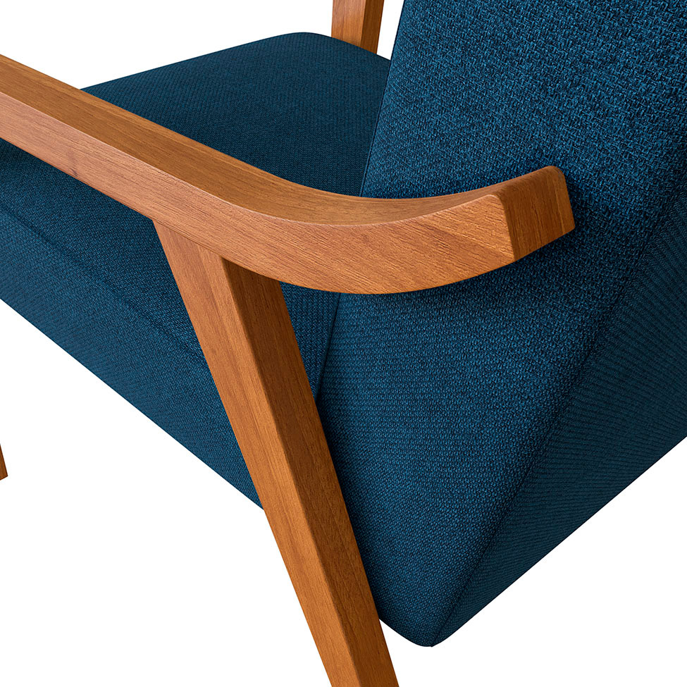 Conjunto com 2 Poltronas Flavia Poliéster Azul Marinho e Nogueira