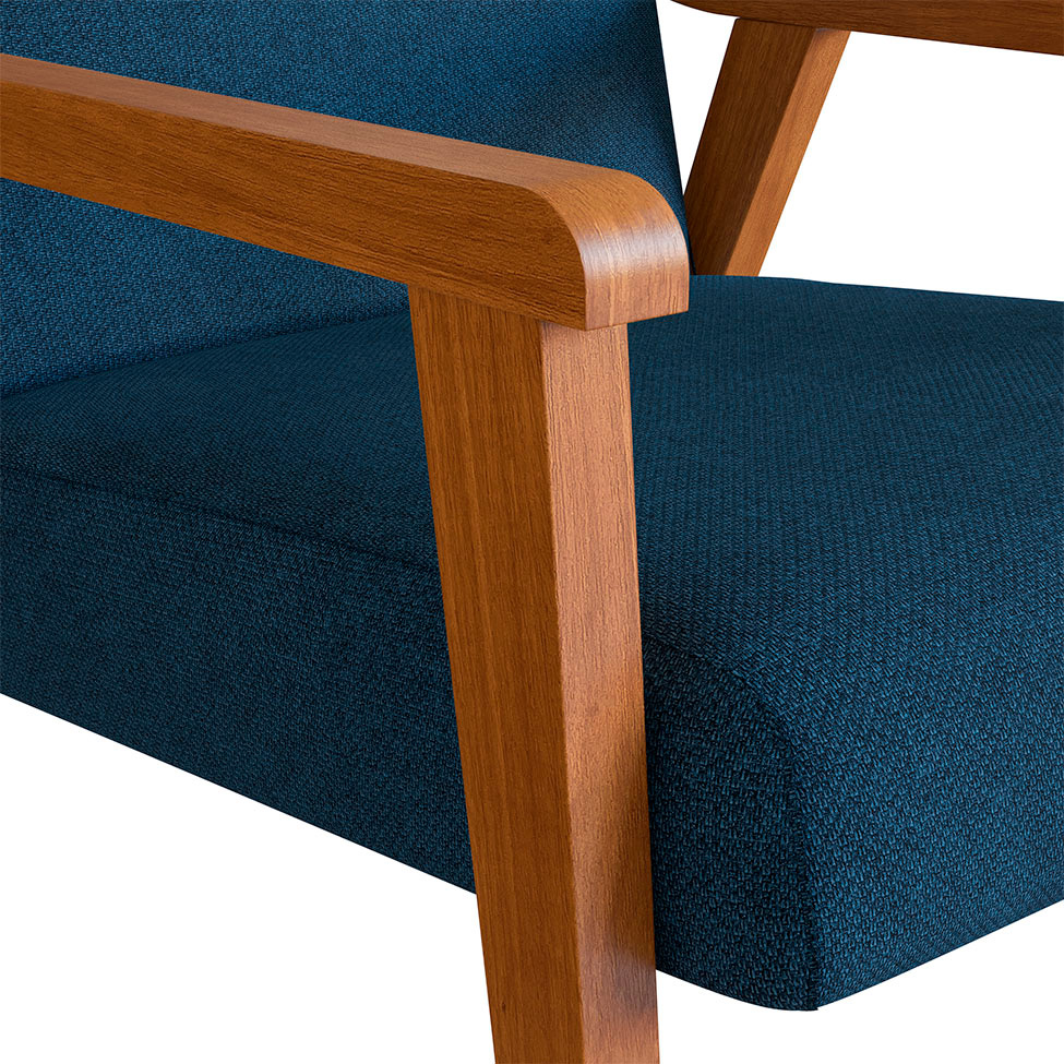 Conjunto com 2 Poltronas Flavia Poliéster Azul Marinho e Nogueira
