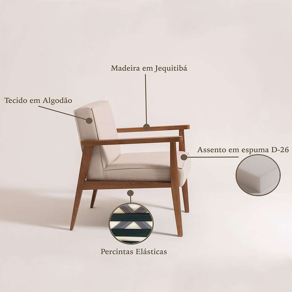 Conjunto com 2 Poltronas Júlia Bege e Nogueira
