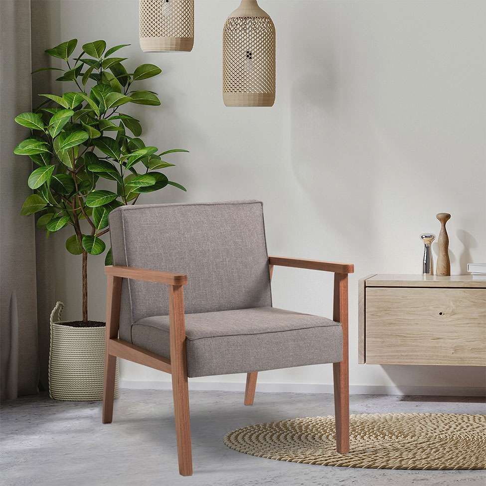 Conjunto com 2 Poltronas Júlia Natural e Cinza