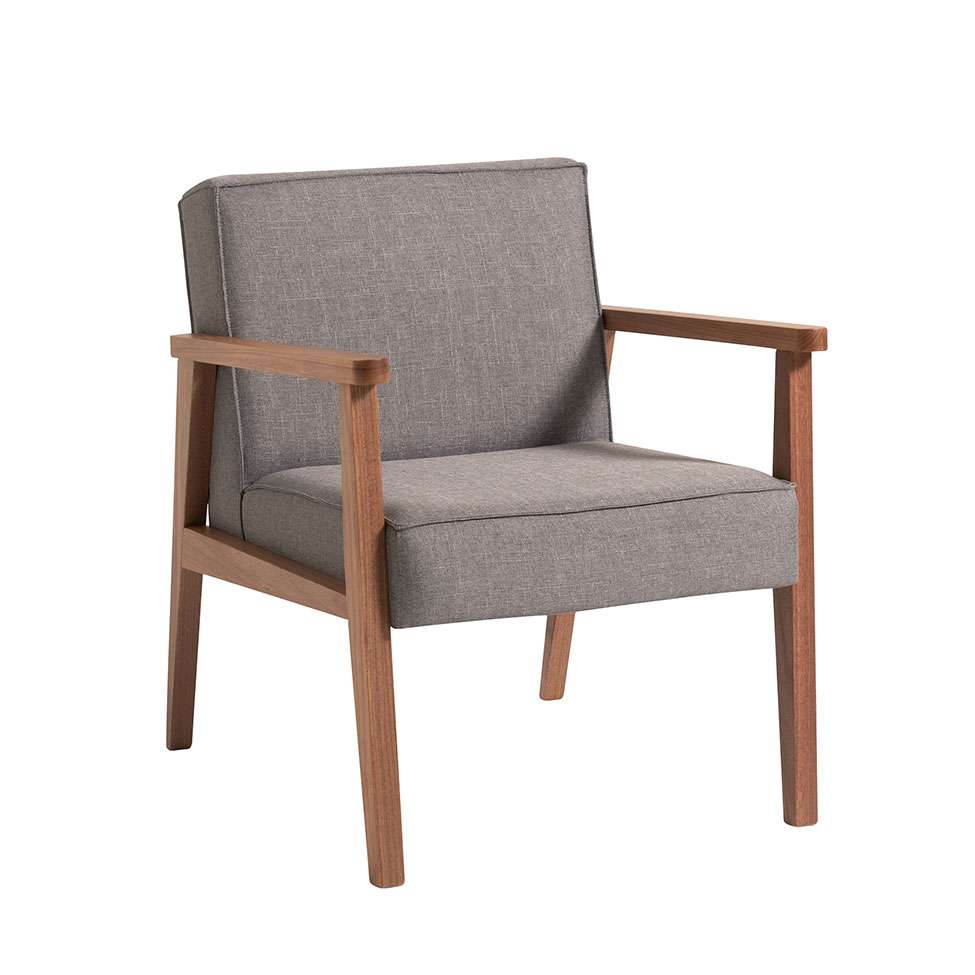 Conjunto com 2 Poltronas Júlia Natural e Cinza