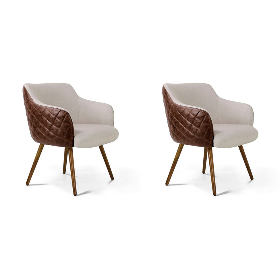Conjunto com 2 Poltronas Jasmin Tressê Marrom e Bege