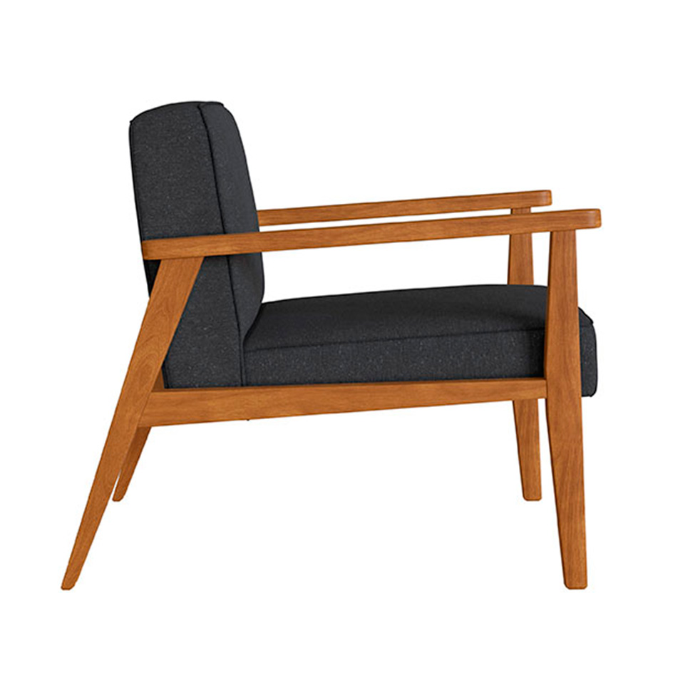 Conjunto com 2 Poltronas Julia Algodão Chumbo e Nogueira
