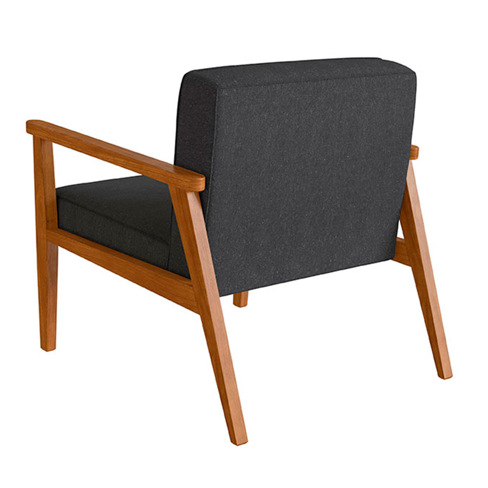 Conjunto com 2 Poltronas Julia Algodão Chumbo e Nogueira