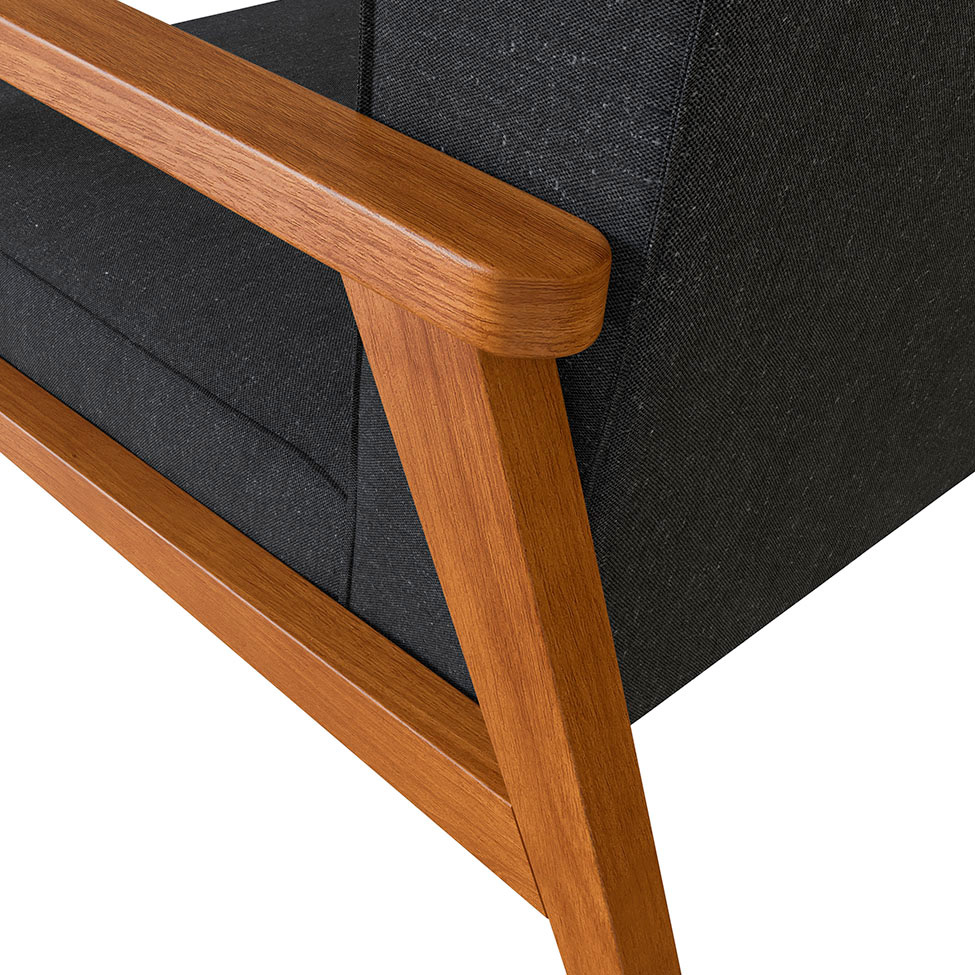 Conjunto com 2 Poltronas Julia Algodão Chumbo e Nogueira