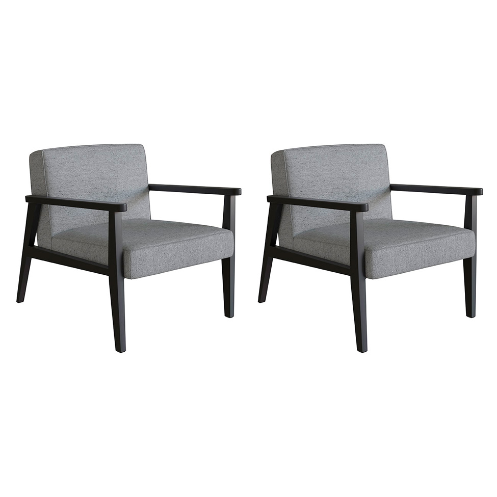 Conjunto com 2 Poltronas Julia Algodão Cinza e Preta