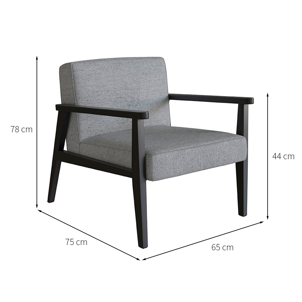Conjunto com 2 Poltronas Julia Algodão Cinza e Preta