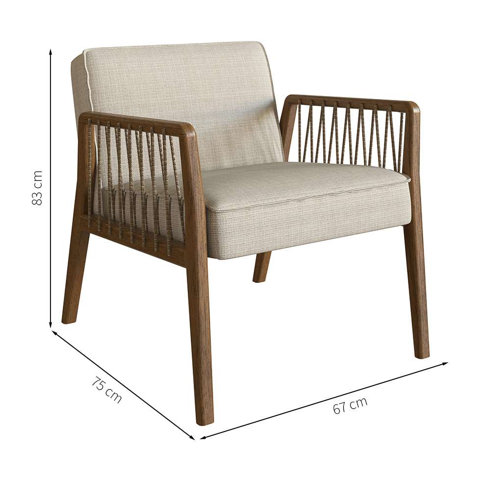 Conjunto com 2 Poltronas Lara Bege e Nogueira