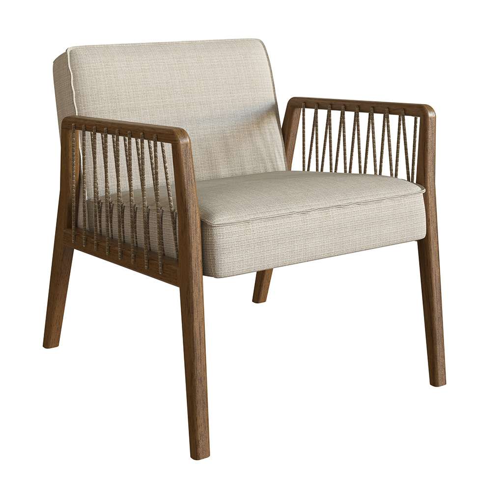 Conjunto com 2 Poltronas Lara Bege e Nogueira