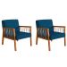 Conjunto com 2 Poltronas Lara Poliéster Azul Marinho e Nogueira