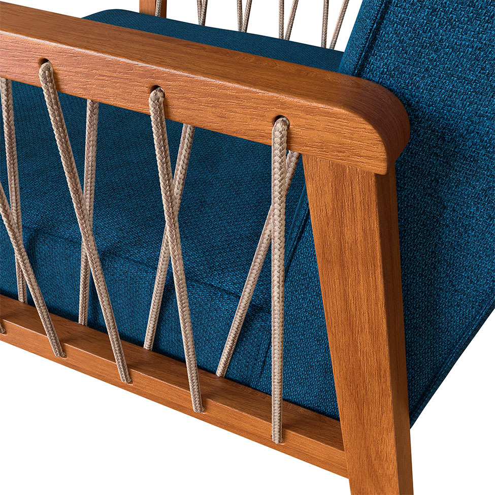 Conjunto com 2 Poltronas Lara Poliéster Azul Marinho e Nogueira