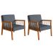Conjunto com 2 Poltronas Lara Poliéster Chumbo e Nogueira