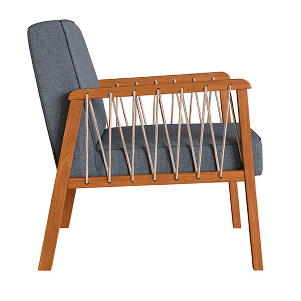 Conjunto com 2 Poltronas Lara Poliéster Chumbo e Nogueira