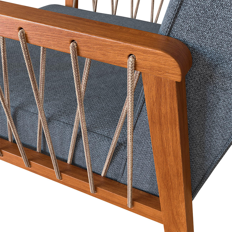 Conjunto com 2 Poltronas Lara Poliéster Chumbo e Nogueira