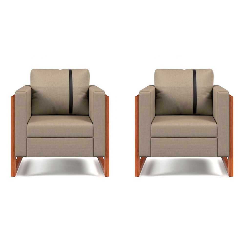 Conjunto com 2 Poltronas Lin Linho Areia